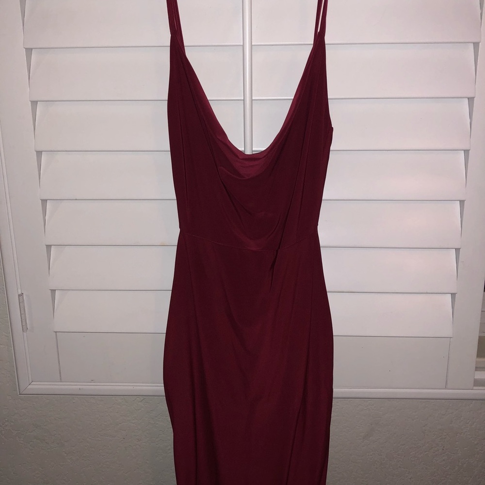 Boohoo Burgundy Midi Dress